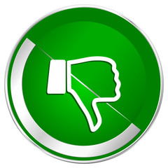 Dislike silver metallic border green web icon for mobile apps and internet.