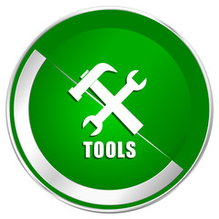 Obraz premium Tools silver metallic border green web icon for mobile apps and internet.