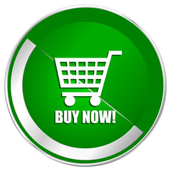 Buy now silver metallic border green web icon for mobile apps and internet.