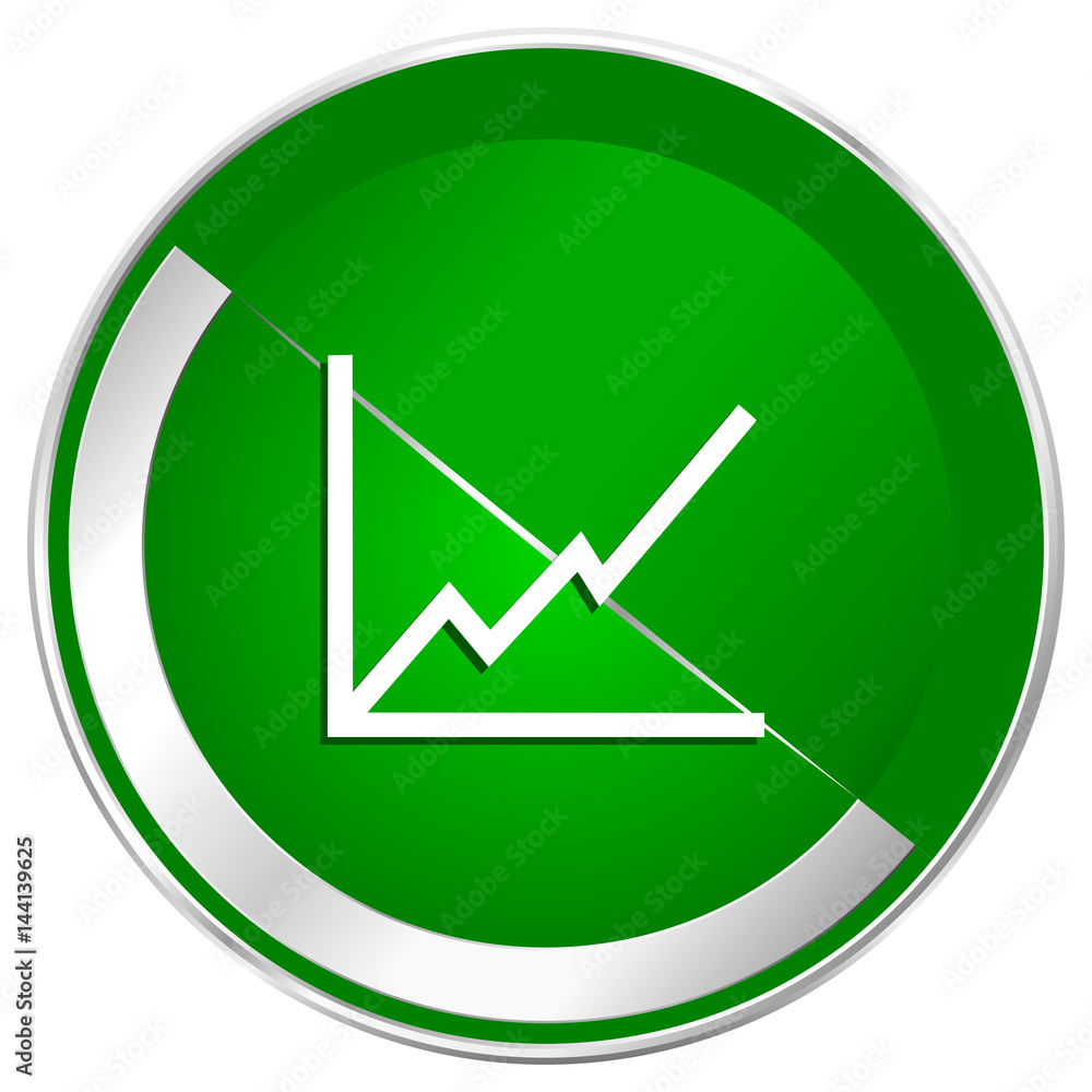 Poster chart silver metallic border green web icon for mobile apps and internet.
