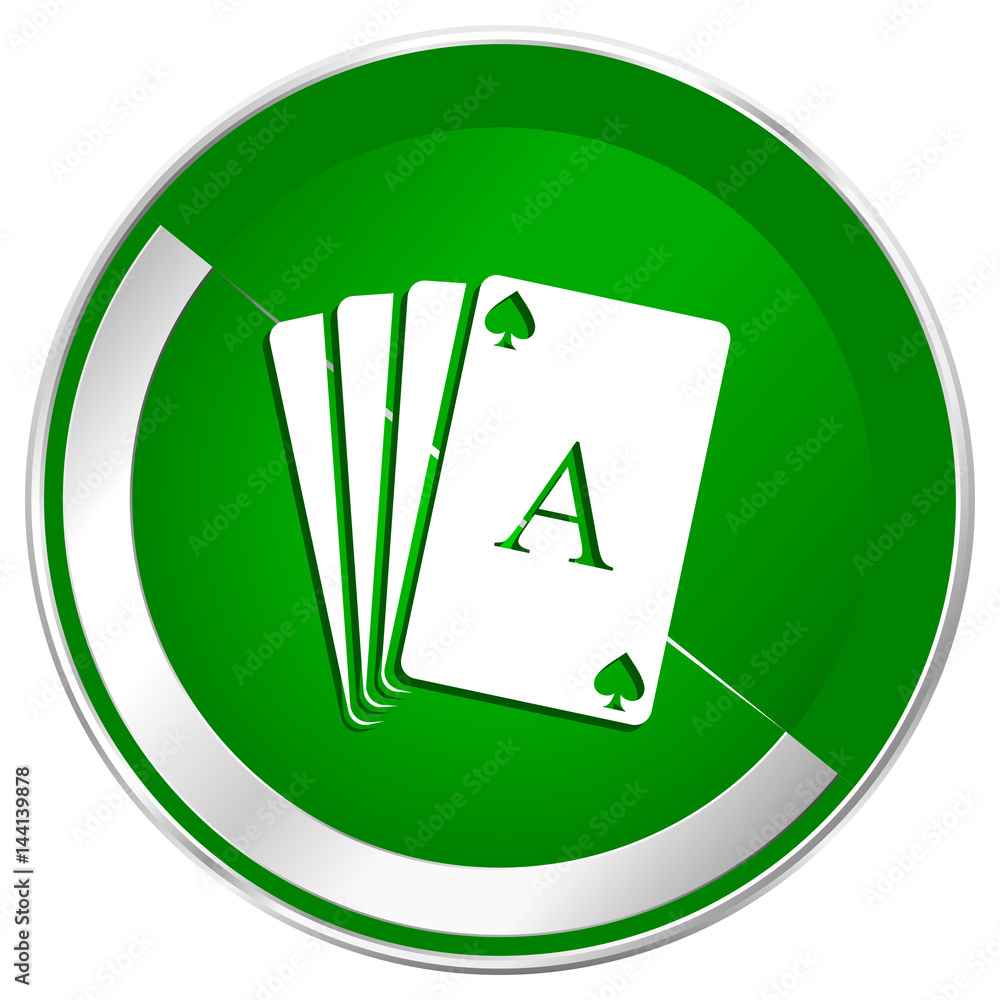 Aufkleber card silver metallic border green web icon for mobile apps and internet.