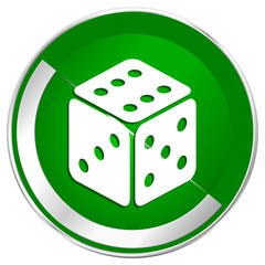 Game silver metallic border green web icon for mobile apps and internet.