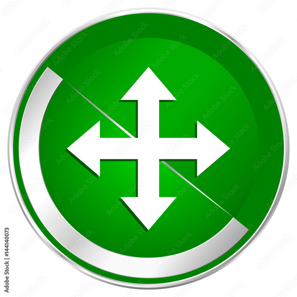Poster Arrow silver metallic border green web icon for mobile apps and internet.