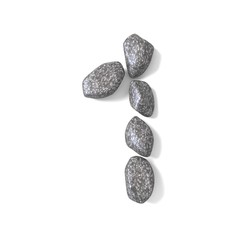 Font made of rocks NUMBER one 1 3D