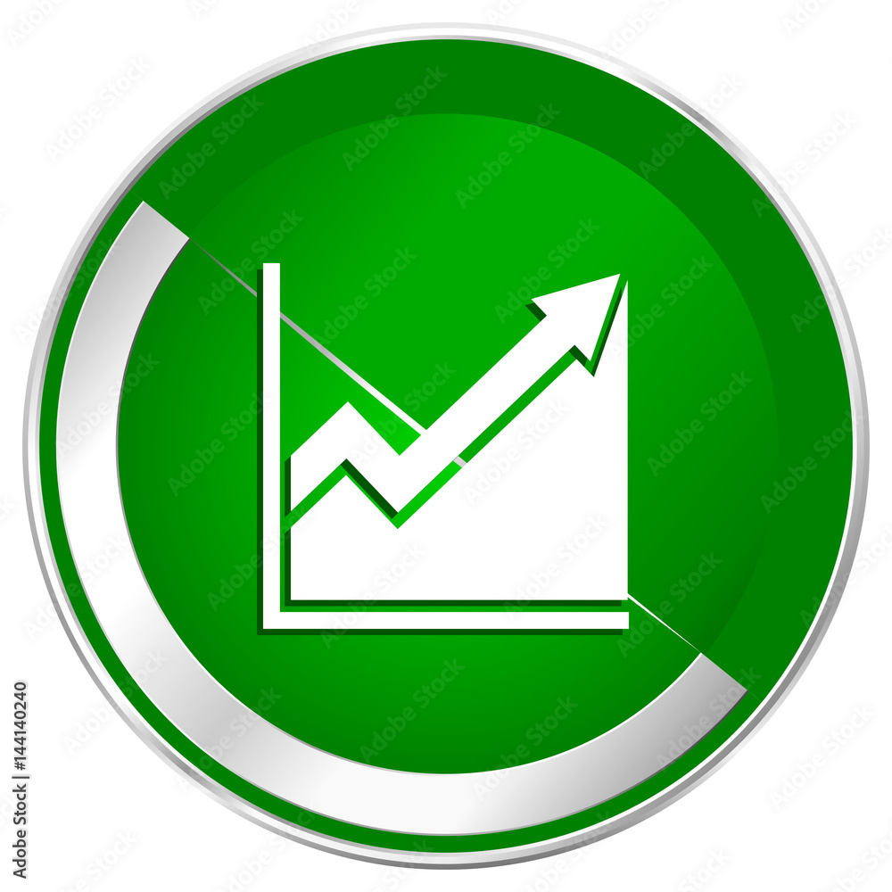 Poster Histogram silver metallic border green web icon for mobile apps and internet.