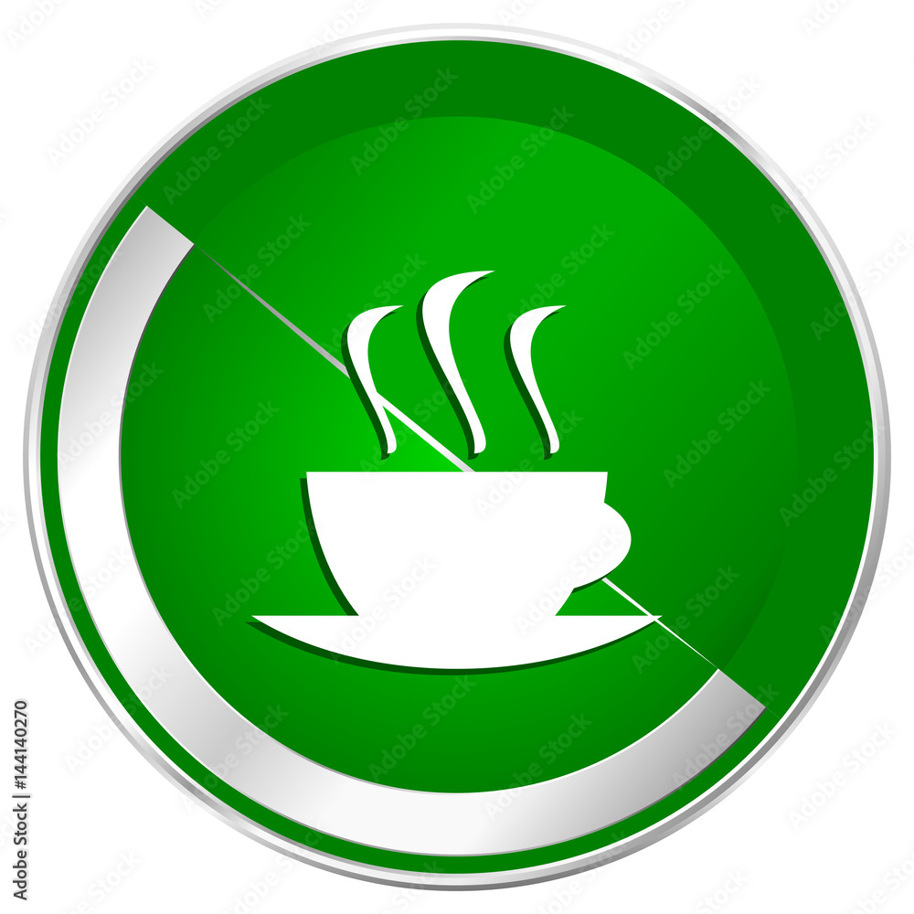 Poster espresso silver metallic border green web icon for mobile apps and internet.