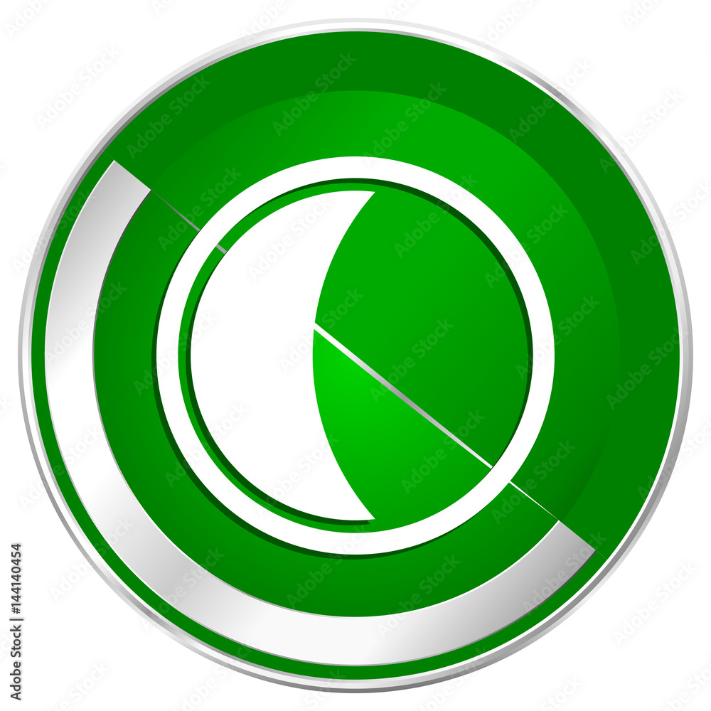 Poster moon silver metallic border green web icon for mobile apps and internet.