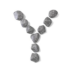 Font made of rocks LETTER Y 3D