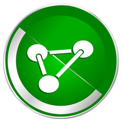 Chemistry silver metallic border green web icon for mobile apps and internet.