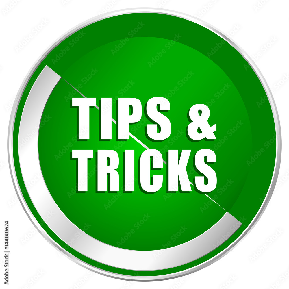 Aufkleber Tips tricks silver metallic border green web icon for mobile apps and internet.