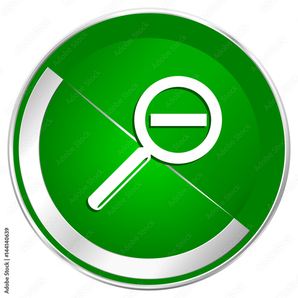 Poster lens silver metallic border green web icon for mobile apps and internet.