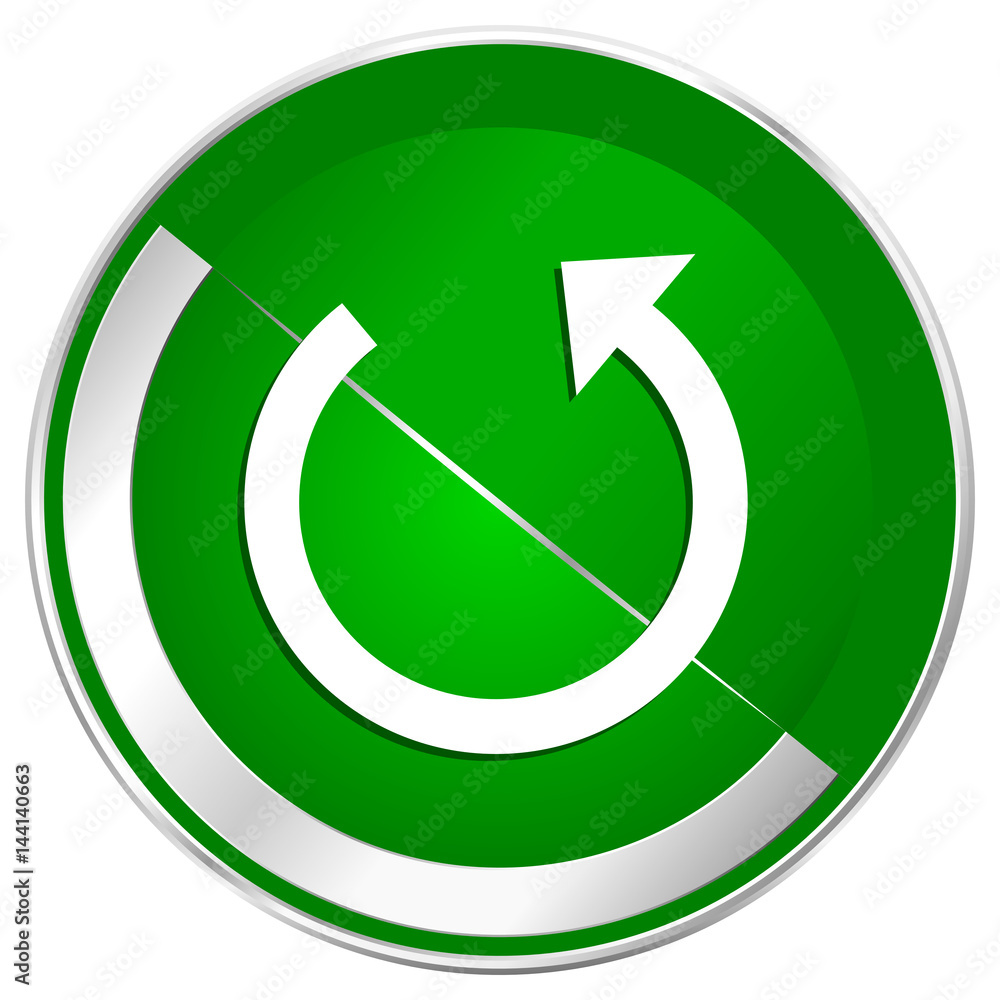 Aufkleber rotate silver metallic border green web icon for mobile apps and internet.