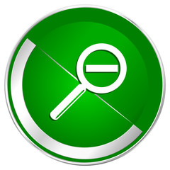Lens silver metallic border green web icon for mobile apps and internet.