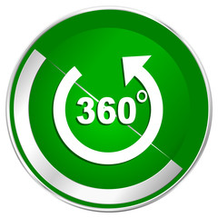 Panorama silver metallic border green web icon for mobile apps and internet.