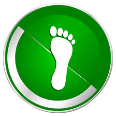 Naklejka na ściany i meble Foot silver metallic border green web icon for mobile apps and internet.
