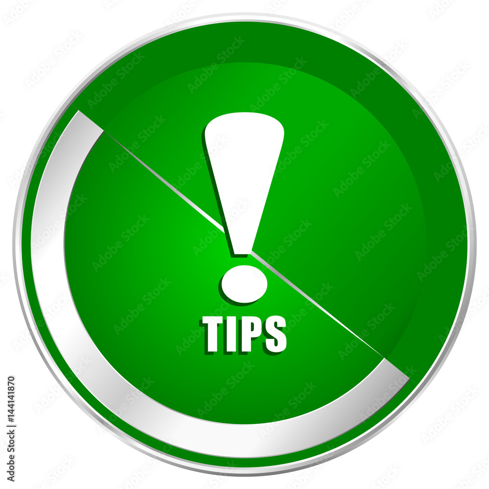 Aufkleber Tips silver metallic border green web icon for mobile apps and internet.