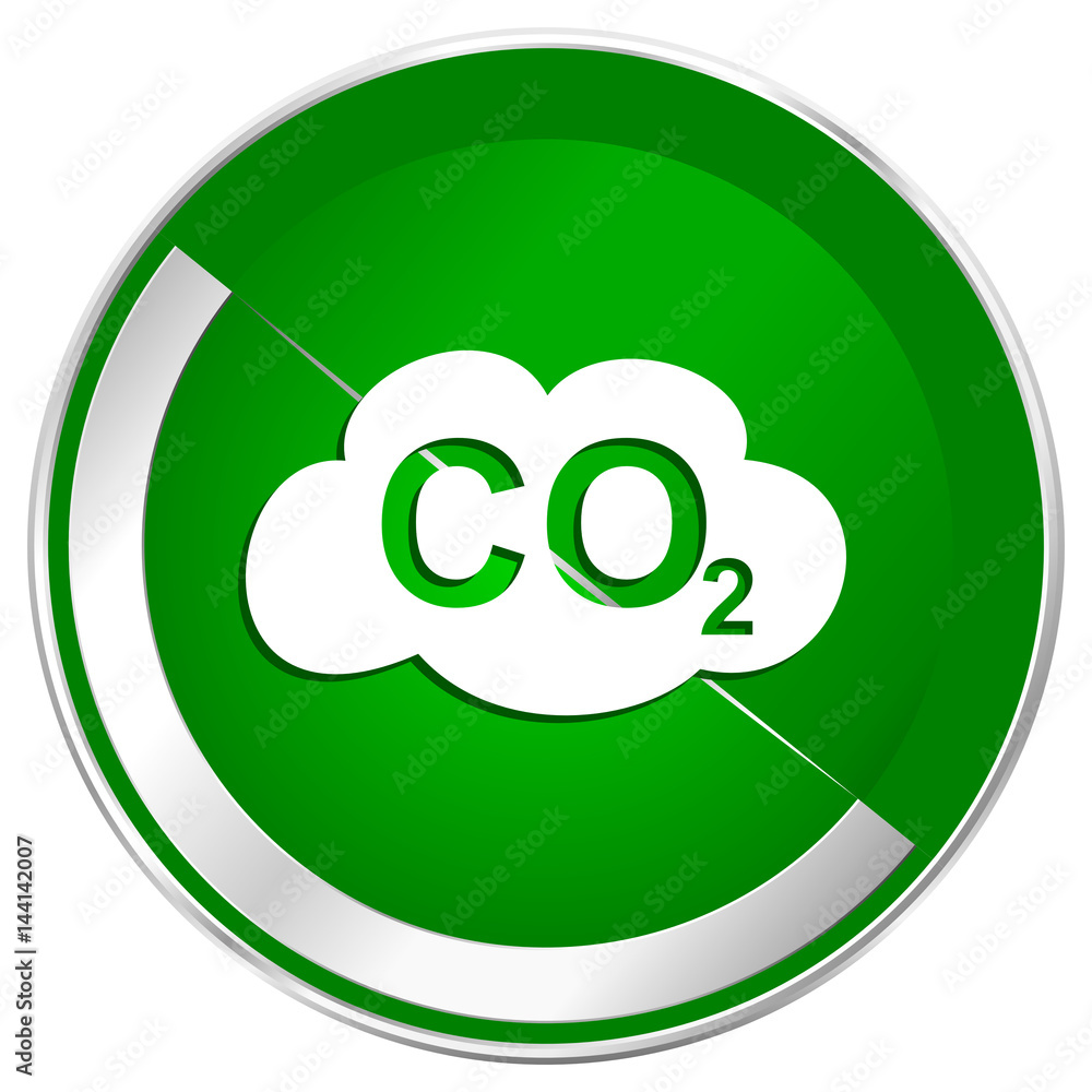 Poster Carbon dioxide silver metallic border green web icon for mobile apps and internet.