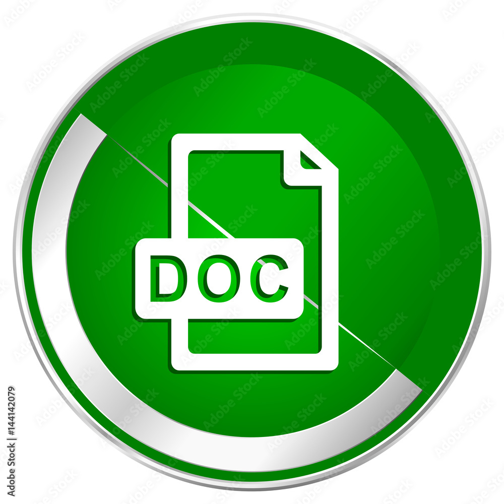 Fototapete doc file silver metallic border green web icon for mobile apps and internet.