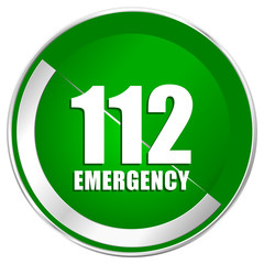 Number emergency 112 green icon.