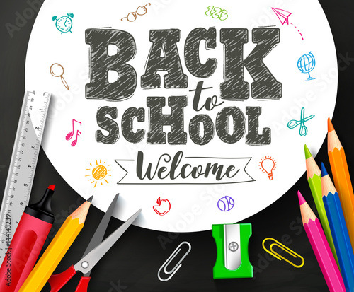 Back To School Vector Banner Design With Drawing And Typography By