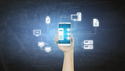 Concept of e-business and commerce . Mixed media