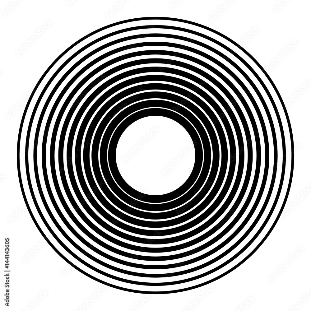 Poster concentric circles geometric element. radial, radiating circular graphic.