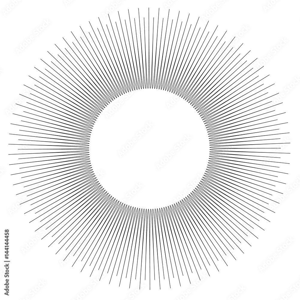 Poster concentric circular pattern. random burst, radiating, radial element with distortion