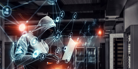 Network security and privacy crime. Mixed media . Mixed media