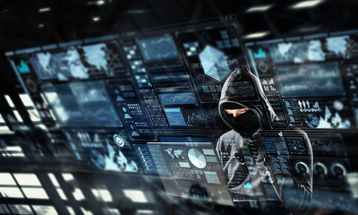 Network security and privacy crime. Mixed media . Mixed media