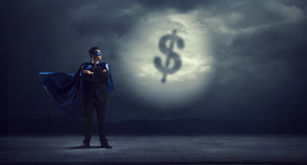 Fototapeta premium Employee with super skills . Mixed media