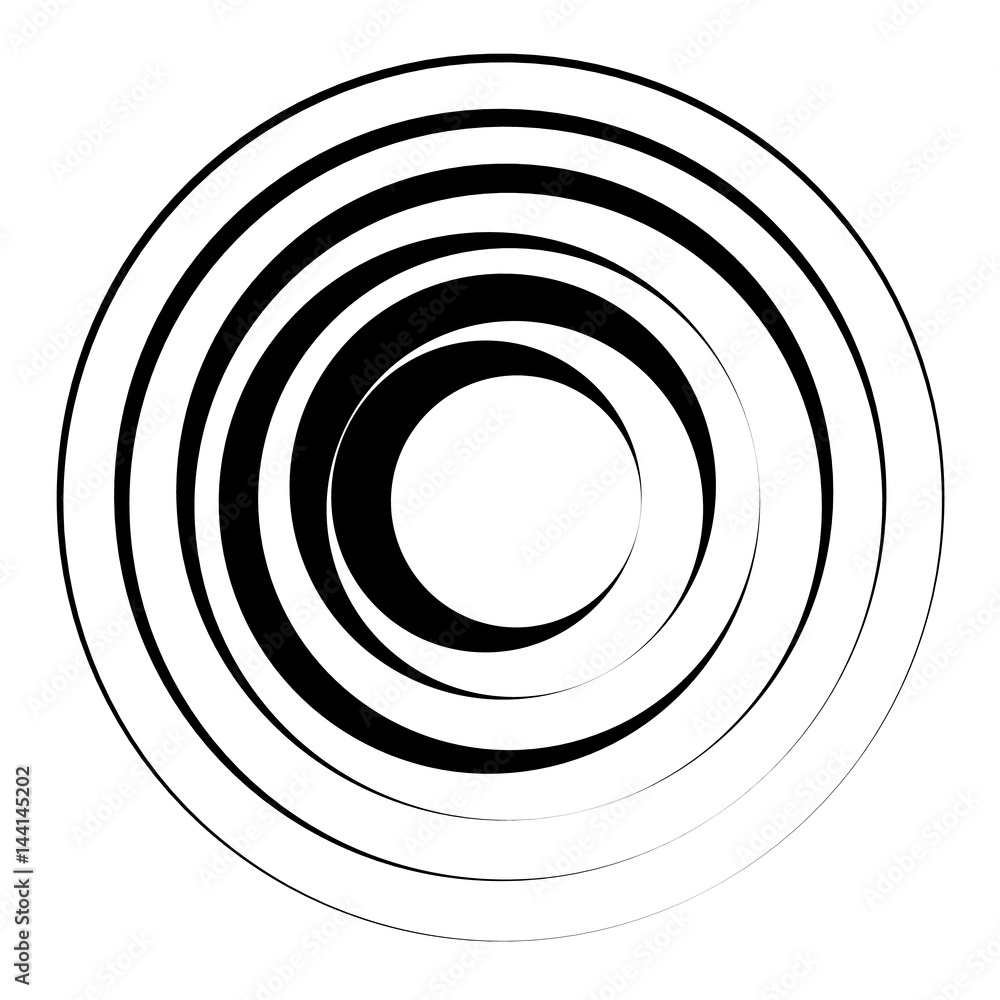 Poster concentric circles geometric element. radial, radiating circular graphic.