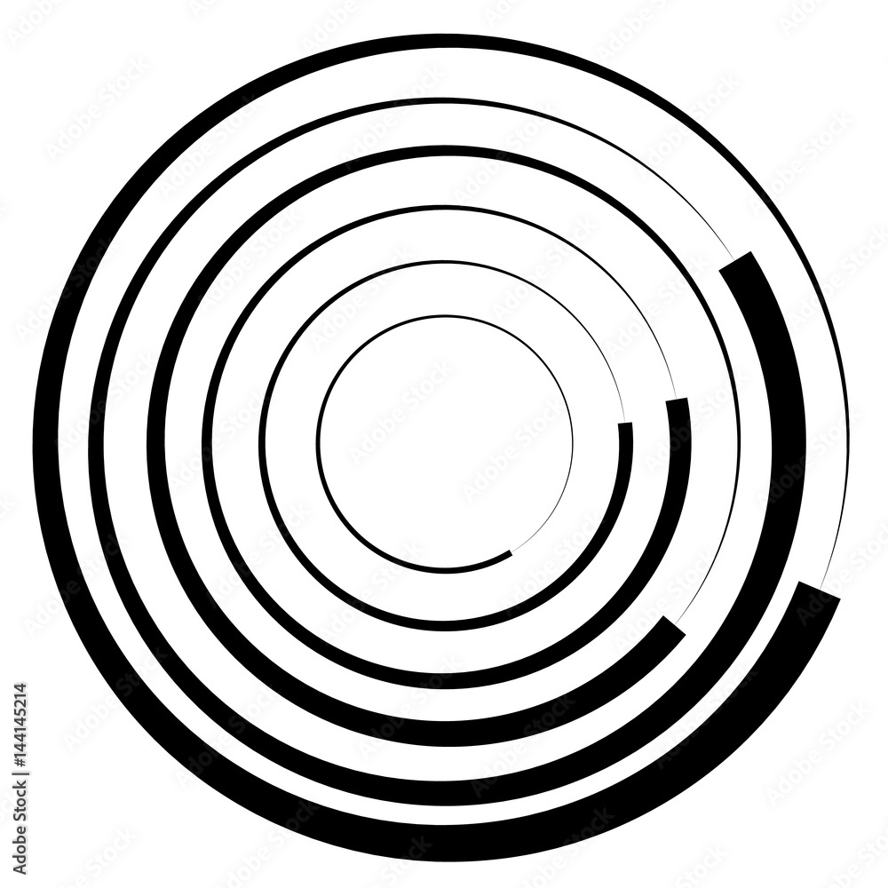 Poster concentric circles geometric element. radial, radiating circular graphic.