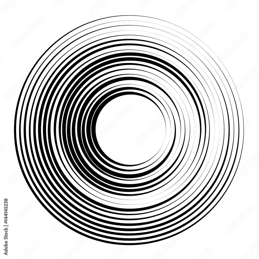 Poster concentric circles geometric element. radial, radiating circular graphic.