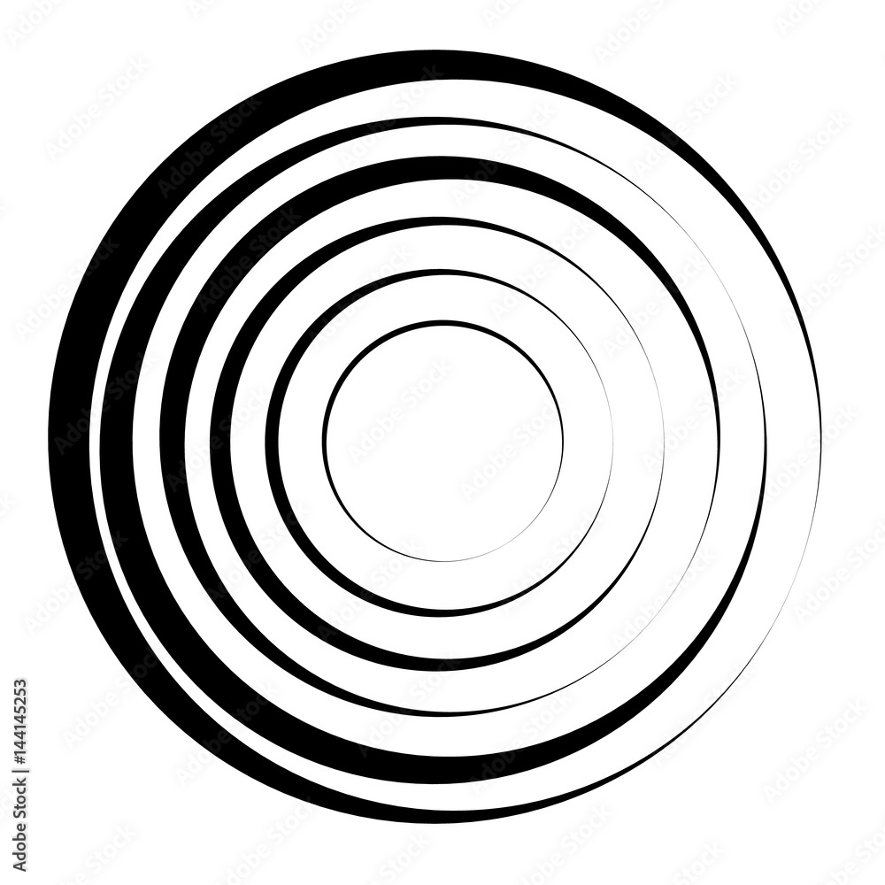Poster concentric circles geometric element. radial, radiating circular graphic.