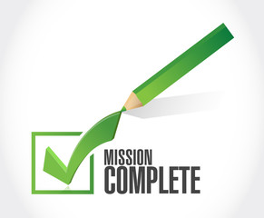 mission complete check sign concept