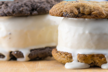 Ice Cream Runs Off of Cookie Sandwiches