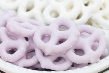 Raspberry chocolate and yogurt Covered Pretzels.