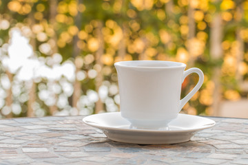 Coffee cup in the morning.