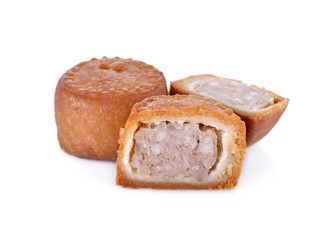 mini pie with pork on white background