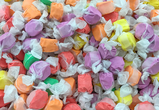 Saltwater Taffy Candy Background.