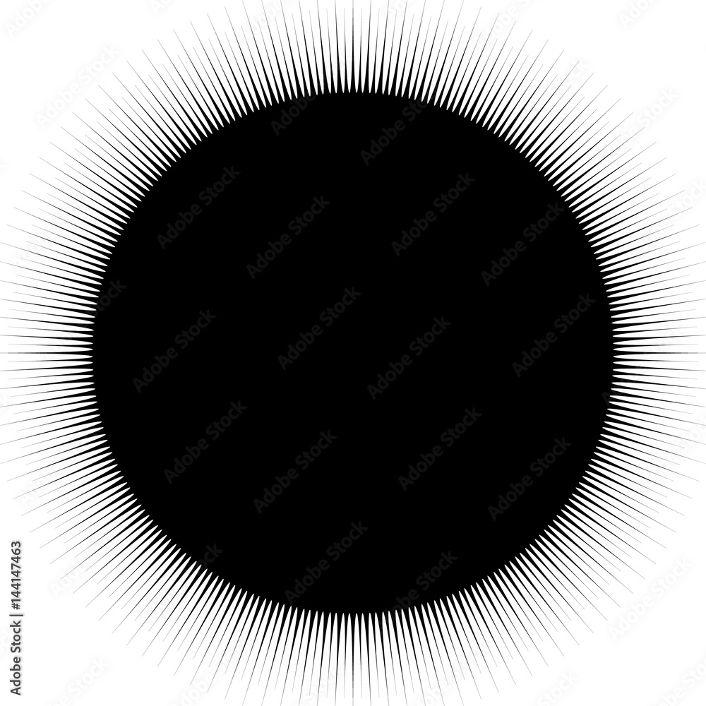 Poster radial, radiating lines abstract element. circular pattern of rays, beams. ripple effect
