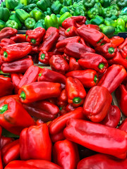 Fresh red and green  peppers.