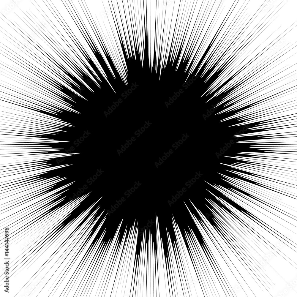 Aufkleber abstract illustration with radial, radiating random lines. irregular rays, beams. abstract circular 
