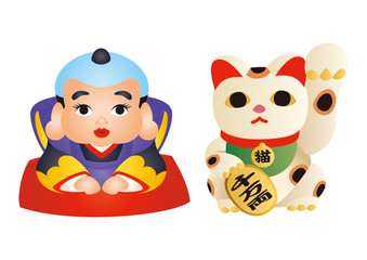 Fototapeta premium 福助と招き猫