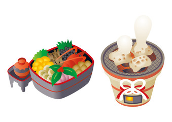 おせちと餅と七輪
