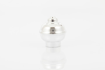 Tips silvery for curtain poles on white background