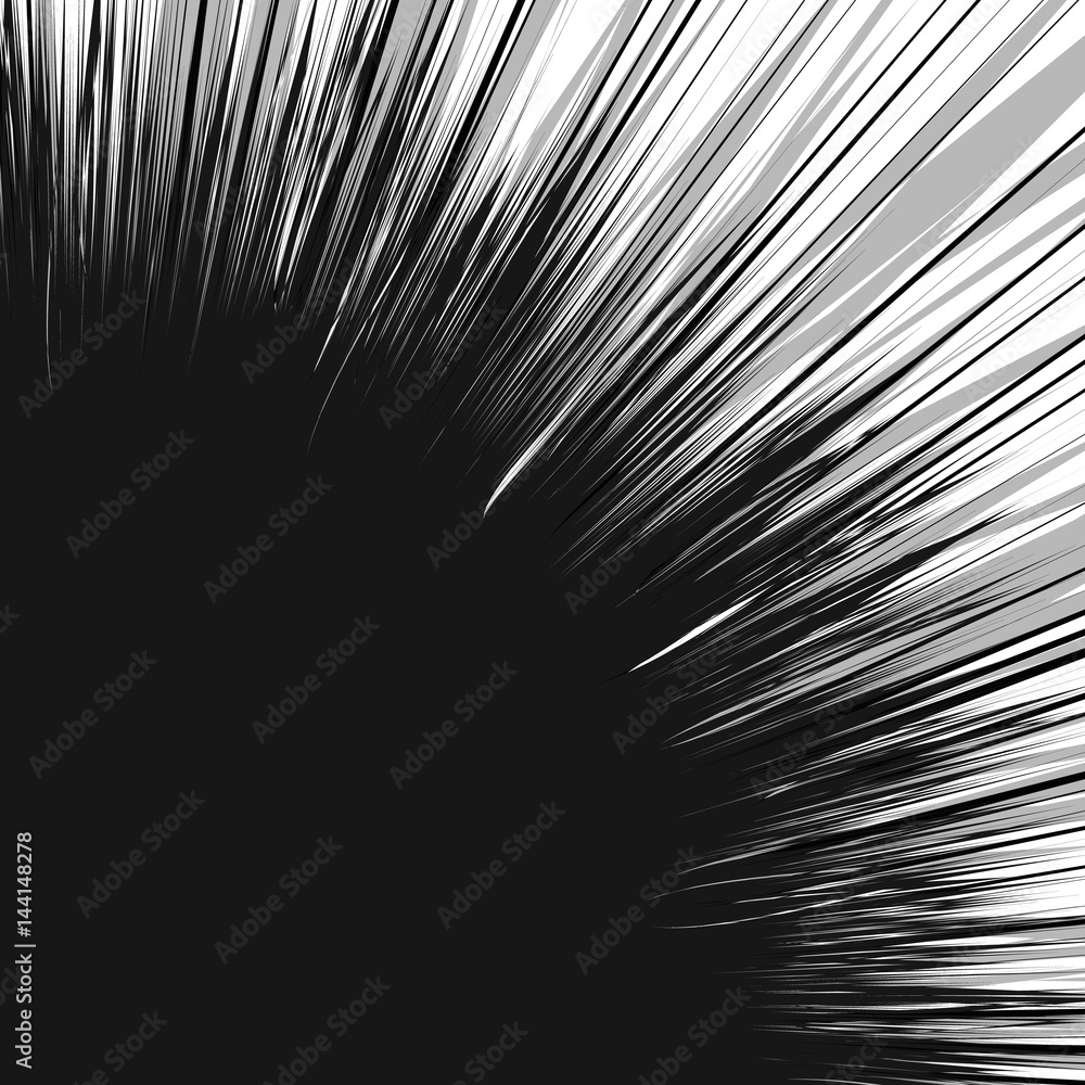 Poster radial lines rays, beams abstract illustration. radiating random lines concentric pattern.