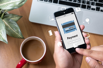 Man using mobile payments online shopping m-banking  Internet Global Marketing