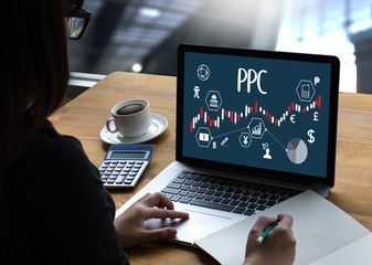PPC - Pay Per Click concept Businessman working concept