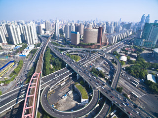 Aerial photography bird-eye view of City viaduct bridge road landscape